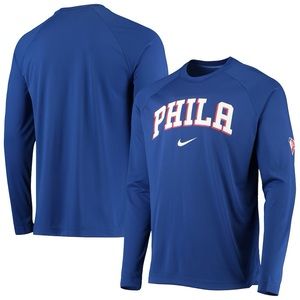 NWT Philadelphia 76ers Nike Royal 75th Anniversary Performance Long Sleeve